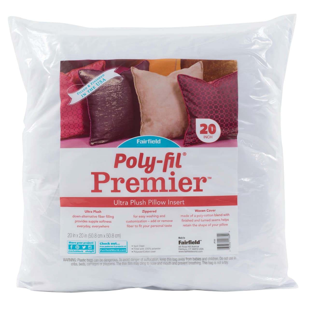 Poly-fil® Premier™ Accent Pillow Insert, 20" x 20"